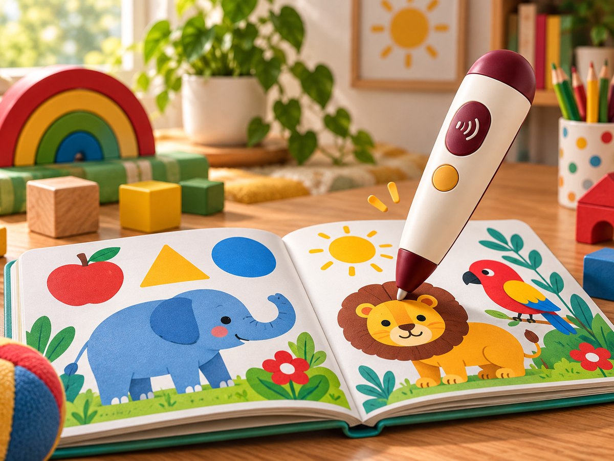 Concept illustration of a talking pen and picture book